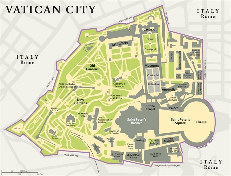 Kaart met plattegrond Vaticaan stad